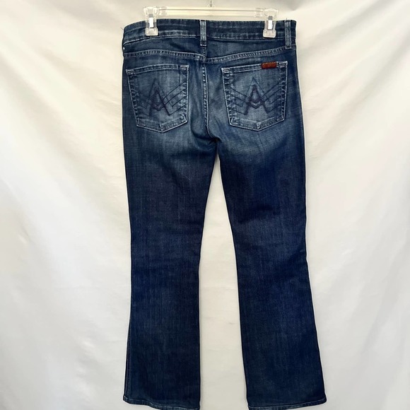 7 for all Mankind "A" Pocket Low Rise Jeans Size 28 Medium Wash Denim Wide Leg - Picture 5 of 13